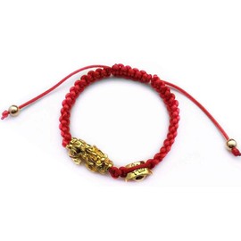 Vanski Feng Shui The Best Red String Bracelet with Golden Pi Xiu/Pi Yao Attract Wealth and Good Luck Amulet Bracelet