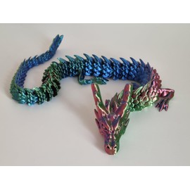 3D Dragon 23" Large Articulated Tricolour 60cm Long Crystal Dragon Fidget Toy Gift (23.6" (60cm))