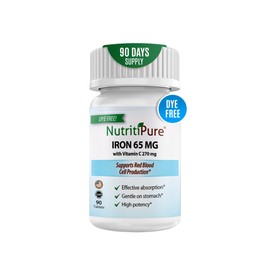 Carbonyl Iron Tablet 65 mg with 270 mg Vitamin C |90 Days Supply | for Women/Men | High Potency Bariatric Vitamins for WLS Patients Including Gastric Bypass | Dye Free (Pack of 1)