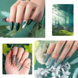 Beetles Gel Nail Polishes- Misty Forest Gel Nail Polish Set, 6 Colors Baby Blue Green Gray Dark Green Gel Polish Kit Nail Gel Polish Soak Off Nail Lamp Gel Nail Kit Varnish Manicure Christmas Nail