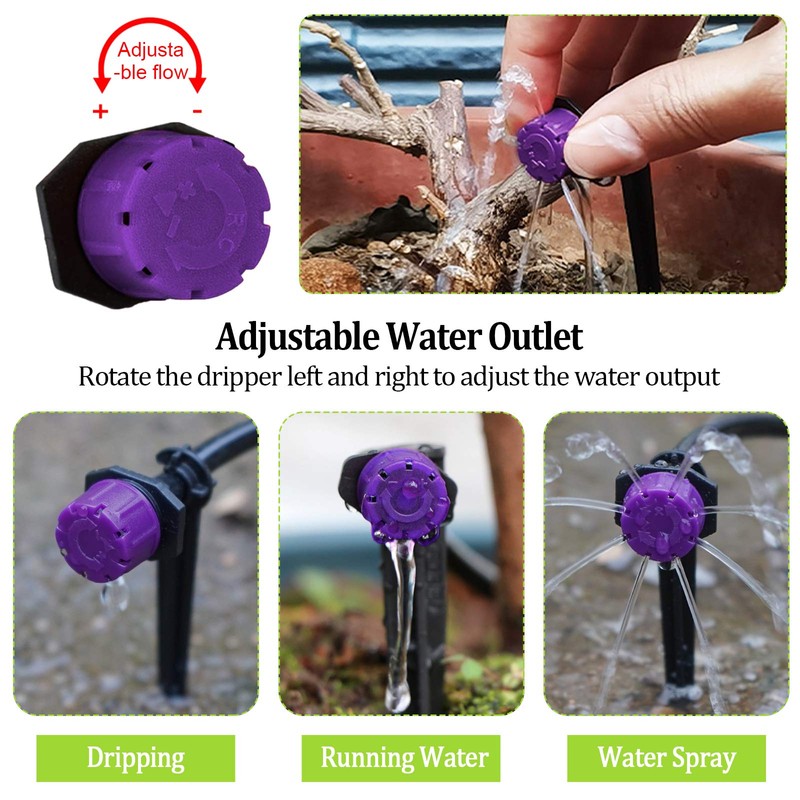 Kalolary 100pcs Irrigation Dripper Sprinkler, Micro Dripper Irrigation, Adjustable Micro