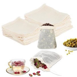 Pack of 30 Spice Bags, Spice Bags for Cooking, Tea Bags with Drawstring, Mesh Bags, Natural Cotton Bags, Environmentally Friendly and Reusable for Tea, Coffee, Filter, Spices