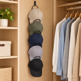 5-Hook Hanging Hat Organizer for Closet Storage – Steel Rack for Caps, Scarves and Bags in Bedrooms
