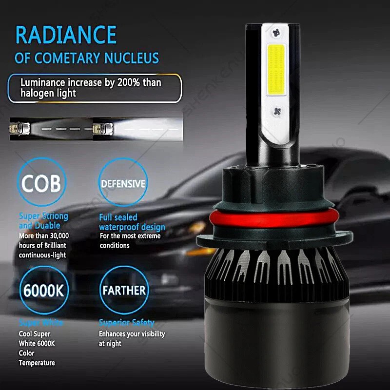 SHENKENUO 8000K ice Blue LED Headlight Bulbs For Ford Mustang
