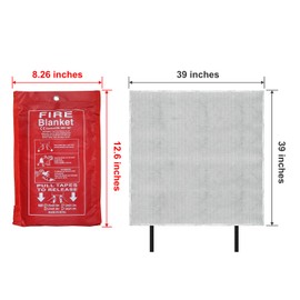 39"x39" Fire Blanket Emergency for Home, Kitchen, Camping & Car - Heavy Duty Fiberglass Fire Suppression Safety Cover (1 Pack)