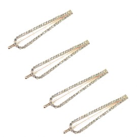 BUUEERR 4 Pcs Shiny Rhinestone Barrettes Bobby Pins Drop Shape Hair Barrette Clip Crystal Hair Pin Bling Hair Clip Bling Hairpins Clips Styling Prom Hair Accessories for Women Girls (White)