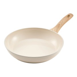 8\" 9.5\" 11\" Aluminum Egg Fry Pans 3 Piece Set Nonsitck Ceramic Heavy-Duty Skillets Heat-Resistant for Kitchen UseProduct Size: 8-9.5-11 inches, Style: Aluminum Skillet-Beige