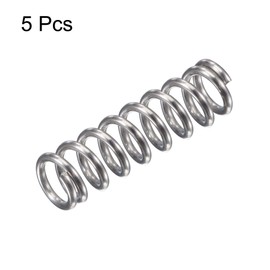 sourcing map Compression Spring,304 Stainless Steel,8mm OD,1.2mm Wire Size,19.5mm Compressed Length,30mm Free Length,61.8N Load Capacity for Home Projects, Silver Tone, 5pcs