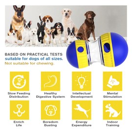 BSISUERM Dog Treat Dispensing Puzzle Toy Adjustable Food Dispenser Slow Feeder Puppy Enrichment Training Rolling Ball Pet Interactive Chase Toys for Small Medium Large Dogs to Keep Them Busy