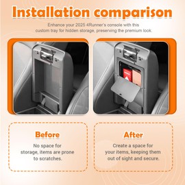 TACOBRO Armrest Hidden Compartment Tray for 2025 Toyota 4Runner – Center Console Organizer with Touch-to-Open & Close – Premium ABS Material, Easy Installation