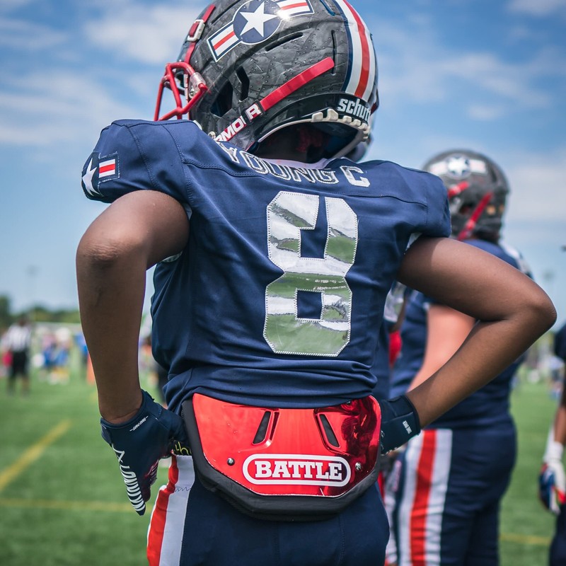 Battle Youth Chrome Football Back Bone Back Plate, Red/White Chrome