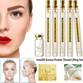 Hilo Proteico Lifting Set, Soluble y Esencia de Nano Oro Hilo de Colágeno Absorbible, Lifting Facial, Antienvejecimiento, Suavizante, Reafirmante Hidratante