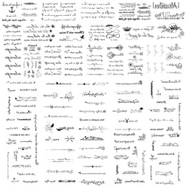 CARGEN Inspirational Quotes Words Temporary Tattoos - 30 Sheets Small Tattoos Single Line Motivational Words Sticker Line Flower alphabet Fake Tattoos for Kids Girls Teens Men
