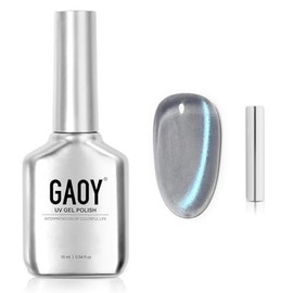 GAOY Blue Glassy Cat Eye Gel Nail Polish, 16ml Holographic Glitter Jelly Nail Polish with Magnet, Reflective Translucent UV Gel for Manicure Art DIY, 3331 Azure Aurora
