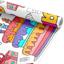 Wiooffen Giant Coloring Banner Birthday Party Large Coloring Sheets Coloring Table Cover Decoration Birthday DIY Coloring Poster for Kids Happy Birthday Party School Crafts Arts Activities 118 x 16in