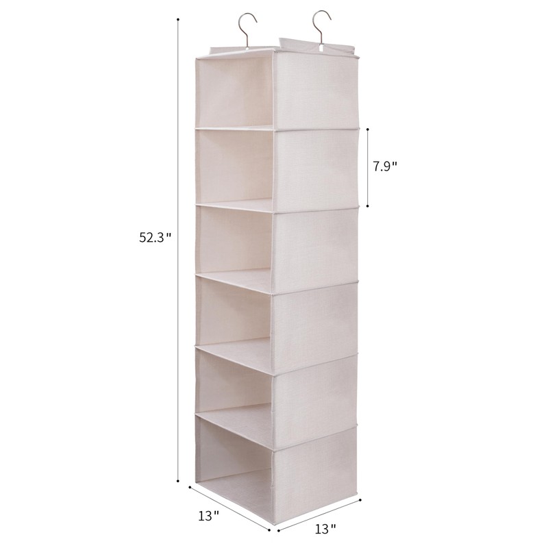 tulinstiraga Large Hanging Sweater Organizer for Closet,Collapsible 6-Shelf Hanging Closet