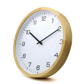 MEIRED Wooden Wall Clock 12 Inch Silent Non Ticking Wall Clocks Battery Operated Wood Analog Retro Round Clock Decorative for Kitchen,Home,Living Room,Classroom, Log White