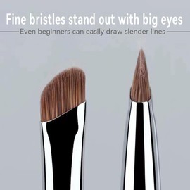 Precision Eyeliner Brush - Portable Slanted Flat Tip Brush for Detailed Liner, Lower Lash & Eyelid Makeup - Soft, Firm Synthetic Bristles for Easy Application