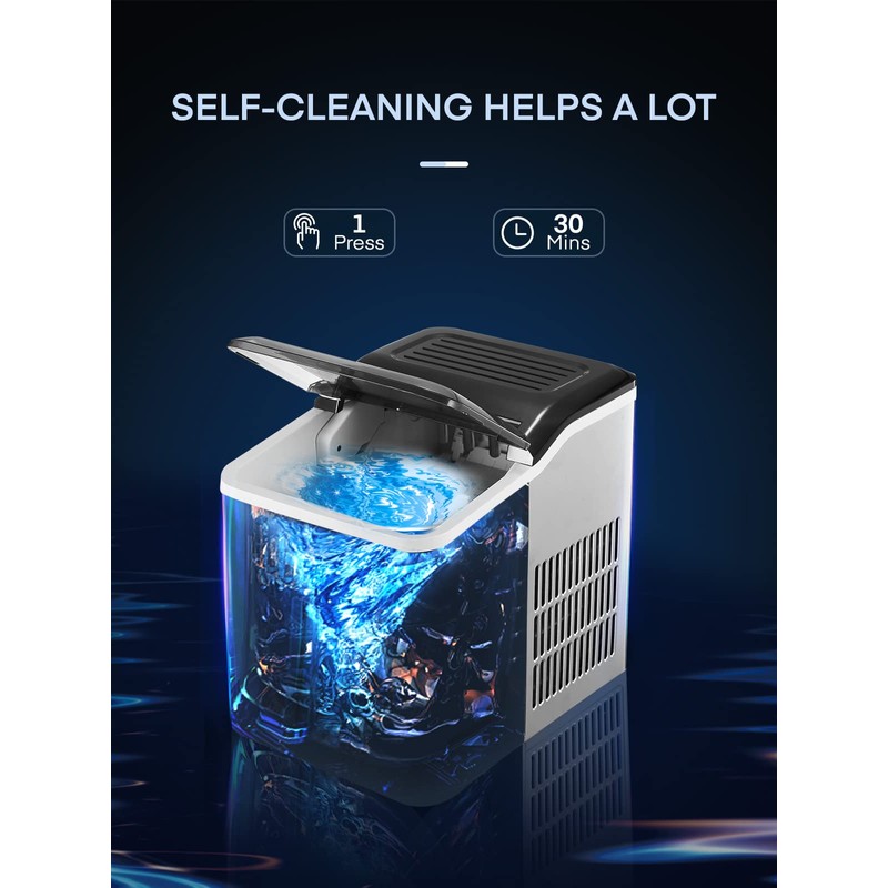 Countertop Ice Maker Machine 𝑺𝒕𝒂𝒊𝒏𝒍𝒆𝒔𝒔 𝑺𝒕𝒆𝒆𝒍, 9 Bullet Ice in