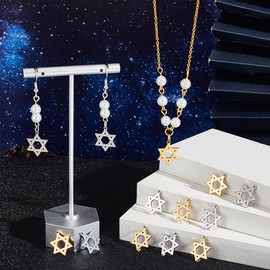 UNICRAFTALE 60Pcs 2 Colors Religion Theme Pendant 304 Stainless Steel Star of David Charms Tiny Six Pointed Star Pendant Accessories Hole 1.2mm for Necklace Bracelet Jewelry Making DIY Crafting