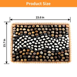 Fardtry Pebbles Massage Mat, Reflexology Foot Massager, Cobblestones Foot Acupressure Pad for Tired Feet Relaxation (23.6"×15.7")