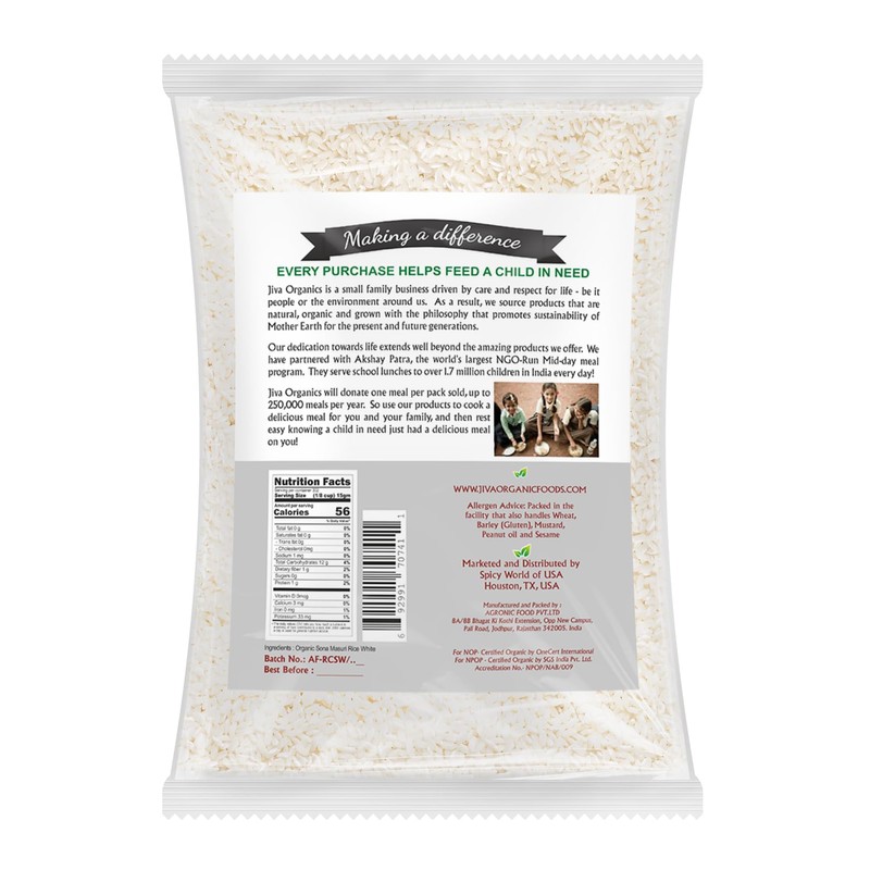 Organic Sona Masoori Rice 10 LB Premium Quality - India