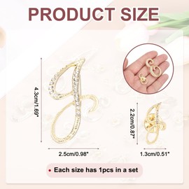 PATIKIL Rhinestone Letter Brooch Pins, 2 Sizes Initial Rhinestone Alphabet J Letter Lapel Badges Pin for Women Men Suits Dress Coat Clothes Craft, Gold Tone