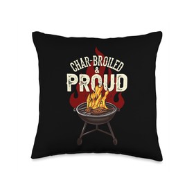 Char-Broiled & Proud Grilled Food Grill Pit Master BBQ Fire Throw Pillow