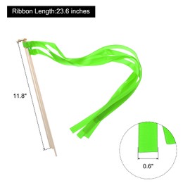 MECCANIXITY 30Pcs Wedding Party Ribbon Streamers Sticks for Wedding Party Celebration Shiny Green
