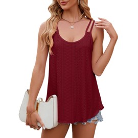 Lightning+Deals of Today Prime 2025 Womens Tank Tops Eyelet Embroidery Sleeveless Camisole Summer Clothes Scoop Neck Flowy Shirts pedidos recientes