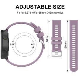 Strap for Garmin Vivoactive 5/3 Music Strap,Venu/Venu 2 Plus,Venu Sq/Sq Music/Sq 2/Sq 2 Music Strap, 20mm Adjustable Replacement Watch Strap (Lavender)