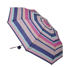 KAV Ladies Supermini Umbrella - Compact, Stylish, Button Handle, Manual Folding Lightweight Portable Umbrella for Rain and Sun Protection (BLUE WITH MULTICOLOUR STRIPES)