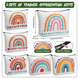 Teacher Appreciation Gifts in Bulk, 31 Pcs Teacher Gifts Thank You Gifts for Teachers from Students Includes Canvas Makeup Bags Teachers Keychains Bookmarks Ballpoint Pens Appreciation Cards Stickers