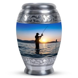 KARYLIZ Fisherman Small Urns for Human Ashes Adult Man - Cremation Urn for Adult Female - Funeral Urn for Male - Keepsake Urns for Women - Decorative Human for Dad Ashes 3 Inch