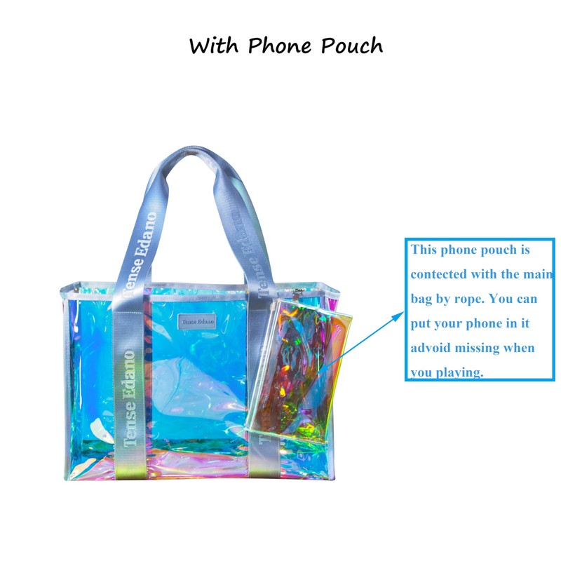 Tense Edano Iridescent Beach Tote for Women, Large Beach Bag