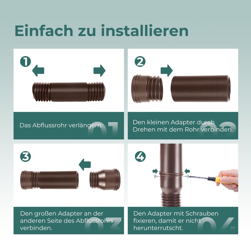 BKITC Gutter Flexible Downpipe Extension, Round Extension for Downpipe 80/100