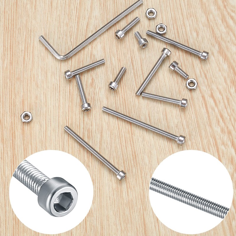 440 Pcs M3 Small Metric Screws with Nuts, Hex Socket
