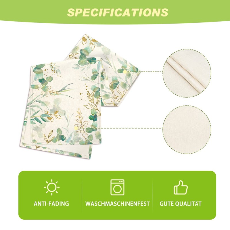 Artoid Mode Green Eucalyptus Summer Table Runner, Wedding Kitchen Decoration