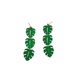 Acrylic Resin Tropical Green 3 Palm Leaf Plant Drop Dangle Earrings monstera Leaves Layered for Women Summer Holiday Beach Jewelry-Stud