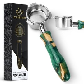 Bspresimo 54mm Bottomless Portafilter Modern Handle – Includes Stainless Steel Naked Basket – Fits Breville Barista Express & 54mm Breville Espresso Machines - Espresso Machine Accessories – Green