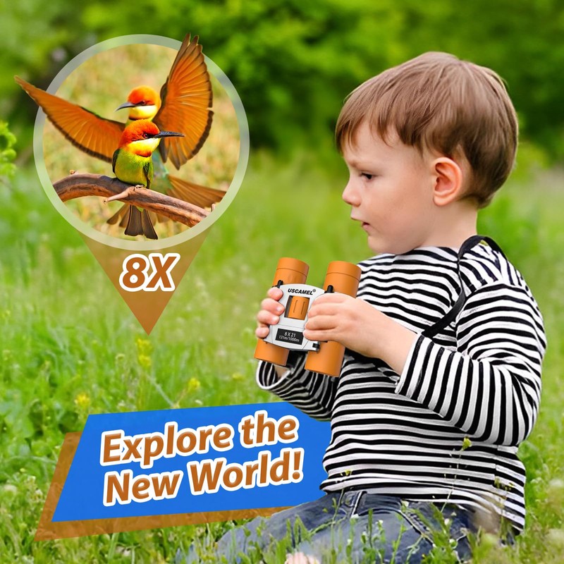 USCAMEL Binoculars Kids 8×21 Compact Binoculars Small Binocular for Bird