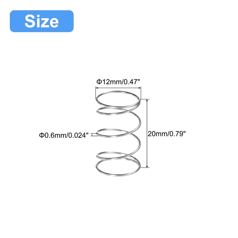 QUARKZMAN Pack of 5 Compression Spring 304 Stainless Steel Spring