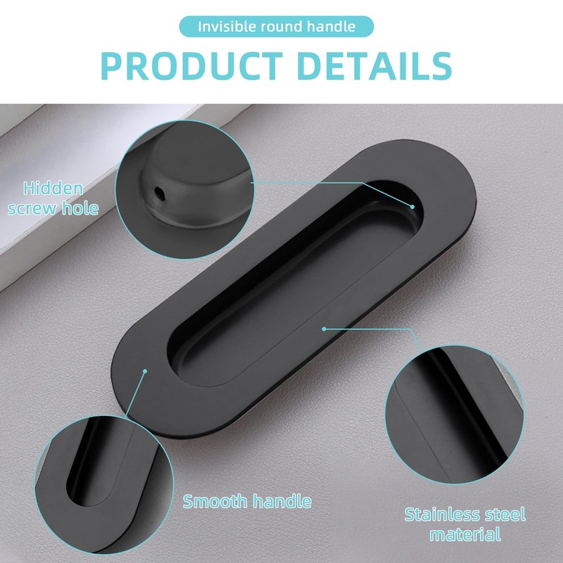 gifsin Sliding Pocket Door Hidden Handle, 304 Stainless Steel Pocket