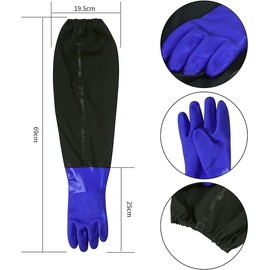 MOPCONY Rubber Gloves, Long Fisheries, Long Gloves, with Arm Cover, Thick Gloves, 27.6 inches (70 cm), Water Work, Fishery, Washing, Laundry, Housework, Car Washing, Gardening, Work Gloves,