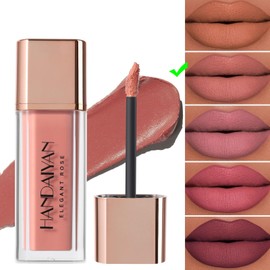 Nude Pink Lipstick - Matte Liquid Nude Lipstick for Women - Moisture Shine Hydrating Lipstick - Tinted Lip Balm for Dry Lips, Medium Coverage Lip Colour - Smooth Velvet Texture Lip Stick Makeup Gift