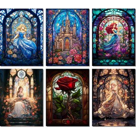 RYMILIE 6 Pack Diamond Painting Kits for Adults,Diamond Painting Kits,5D Princess Diamond Art Kits for Adults Beginner Gem Art Full Drill Diamond Dots Art for Adults Home Wall Decor 12x16inch