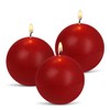 Ball Pillar Candles Set of 3 Red 3Inch Unscented Handpoured