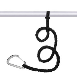 MOOCY Kayak Paddle Leash, 3-7 ft Stretchable Strap Lanyard for SUP, Canoeing, Fishing Accessories - Secure Bungee Rod Holder Tether(Black, 1 Pack)