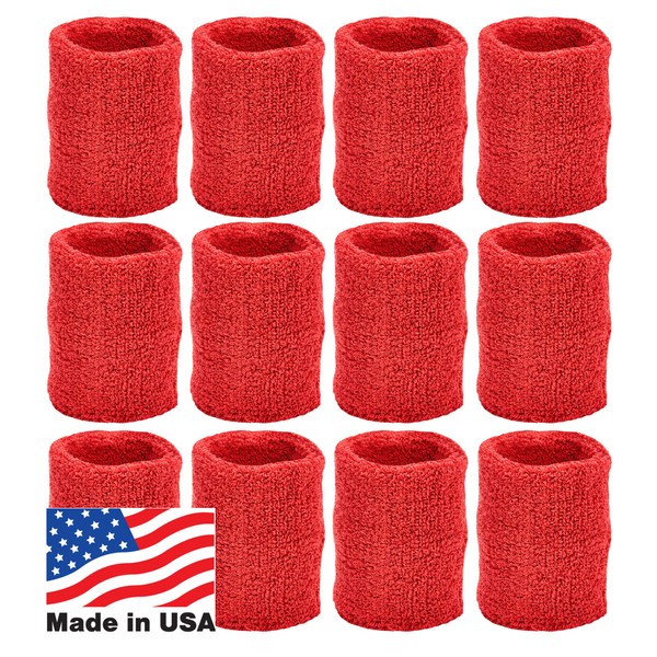 Unique Sports Team Wristbands (Red, 6 Pair)