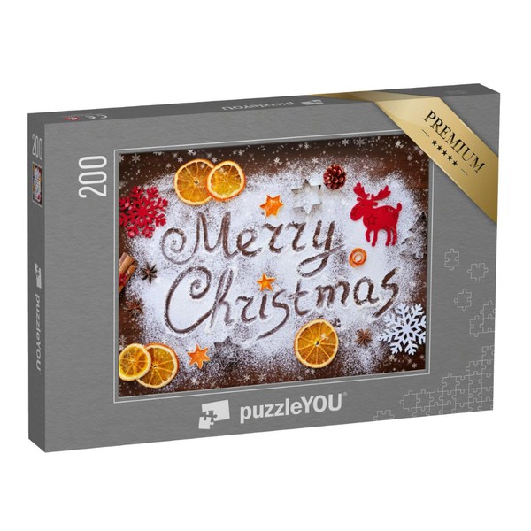 puzzleYOU: Jigsaw Puzzle 200 Pieces "Merry Christmas: Flour Text with